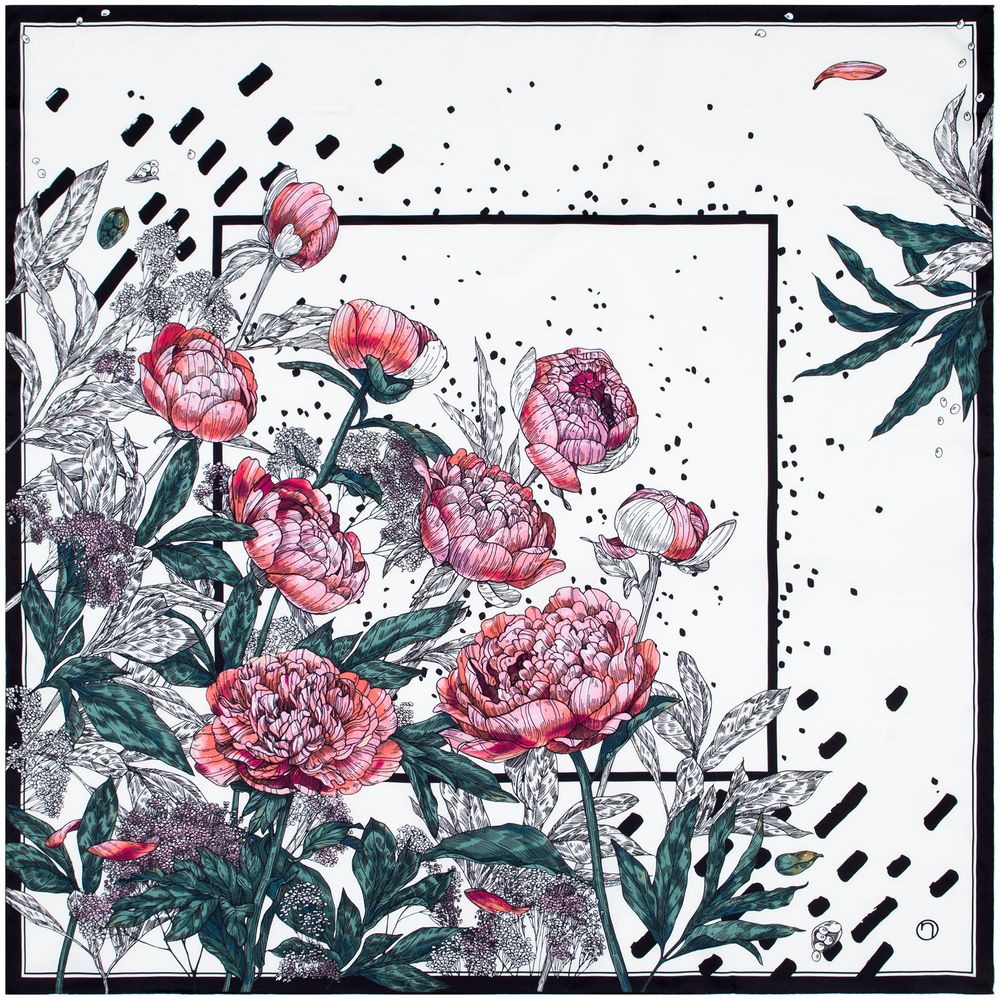 Платок шелковый Delicate, пионы — изображение 2