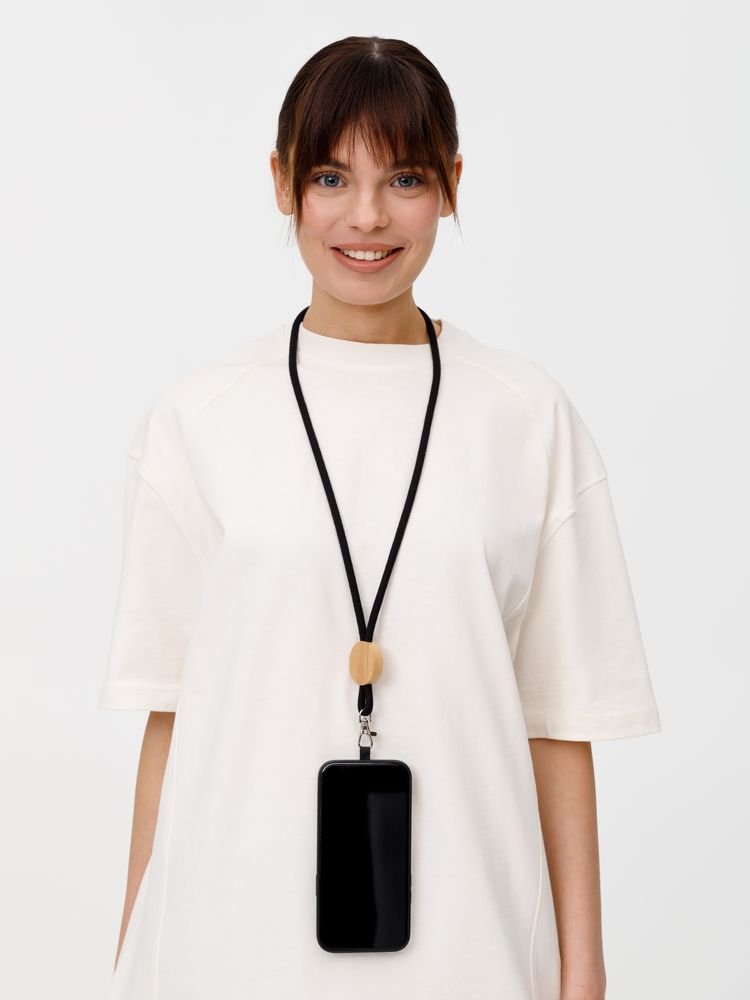 Шнурок для бейджа Tube Wood, черный — изображение 9