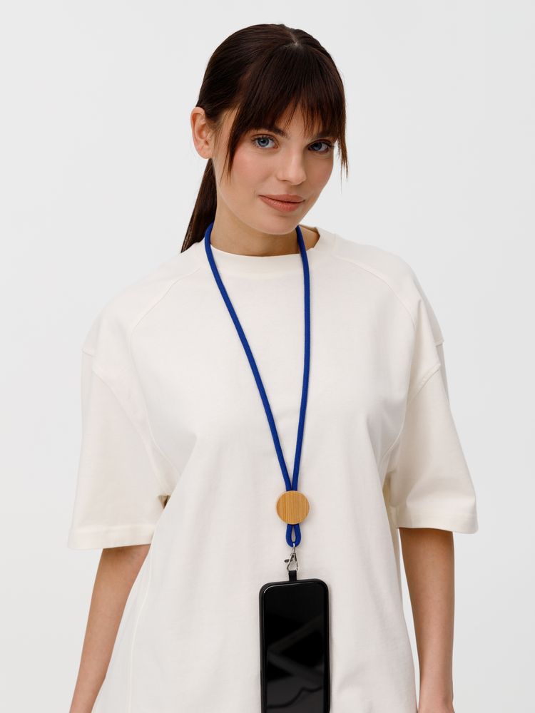 Шнурок для бейджа Tube Wood, синий — изображение 9