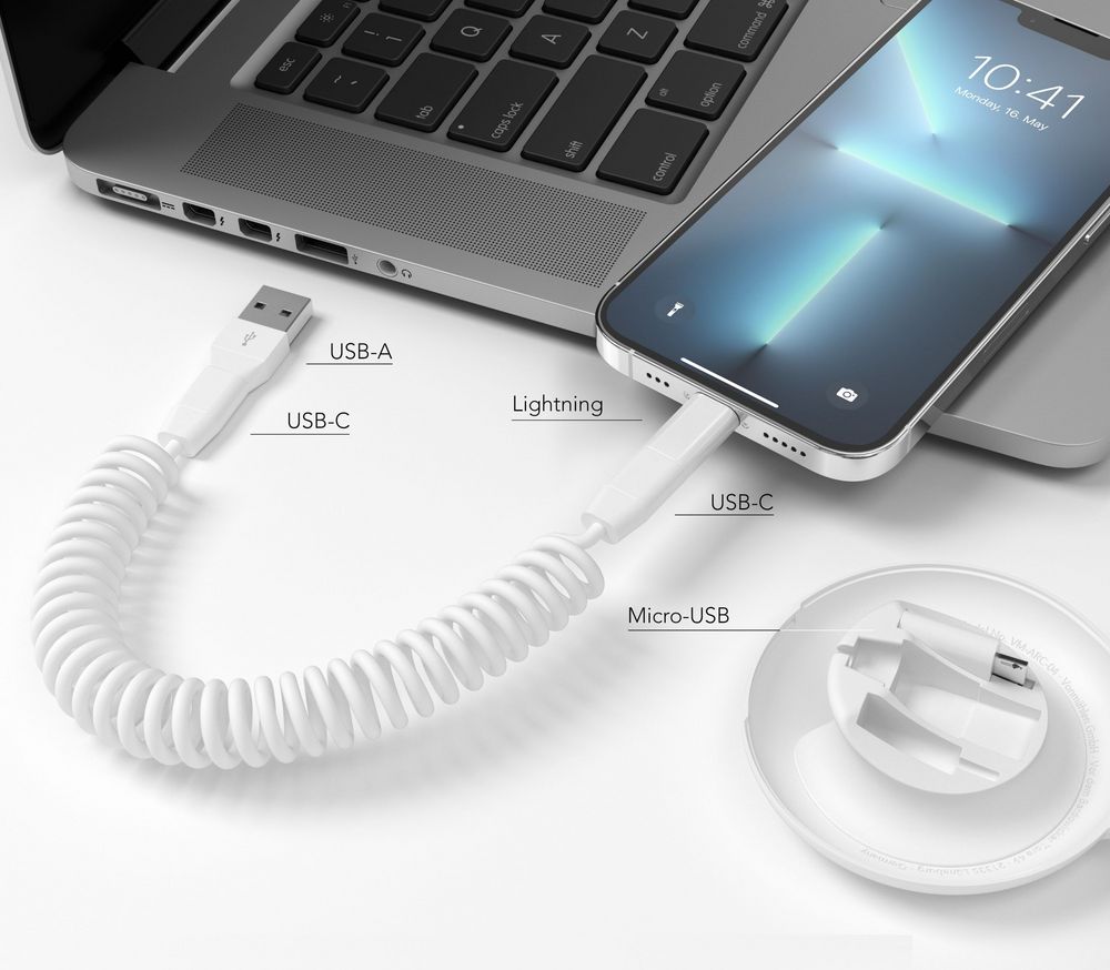 Кабель Vonmahlen Allroundo Eco для быстрой зарядки, белый — изображение 5