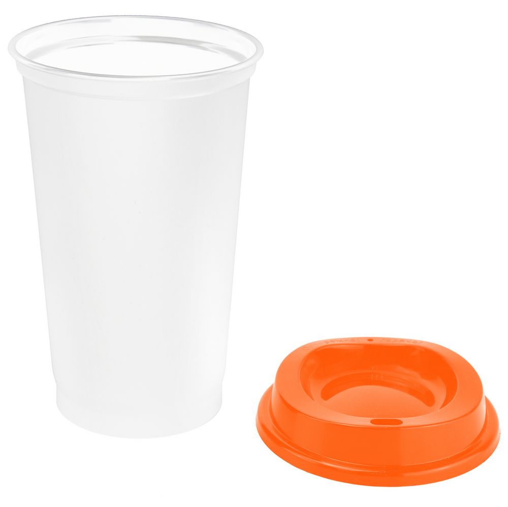 Стакан с крышкой Color Cap White, белый с оранжевым — изображение 3