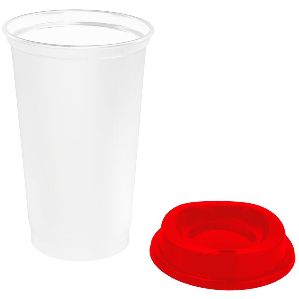 Стакан с крышкой Color Cap White, белый с красным — изображение 3
