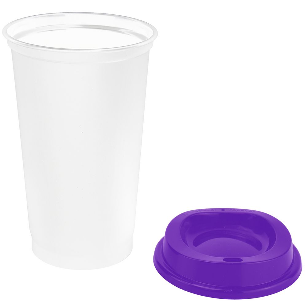 Стакан с крышкой Color Cap White, белый с фиолетовым — изображение 3
