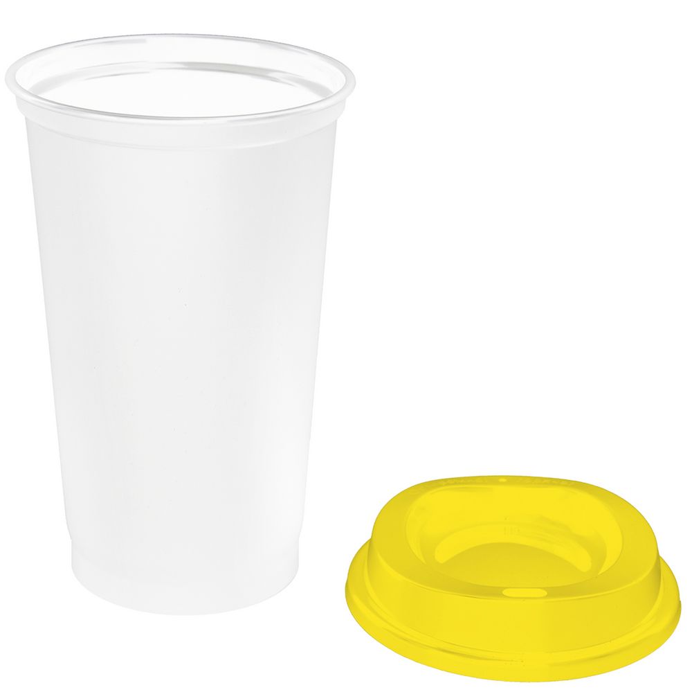 Стакан с крышкой Color Cap White, белый с желтым — изображение 3