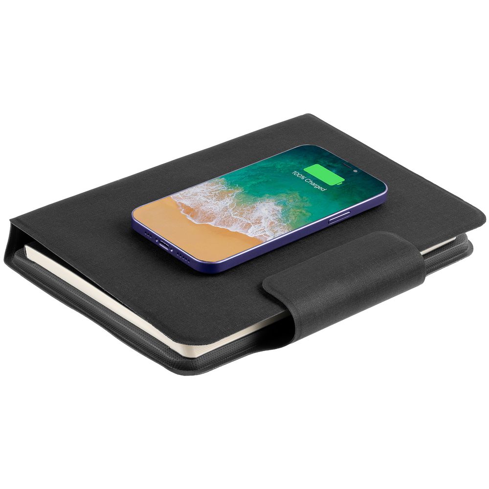 Органайзер с блокнотом и аккумулятором Oiro, черный — изображение 3