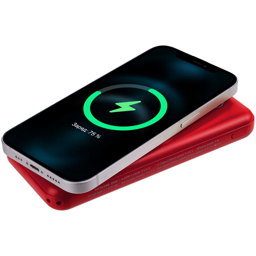 Внешний аккумулятор Omni Qi 10000 мАч, красный — изображение 8