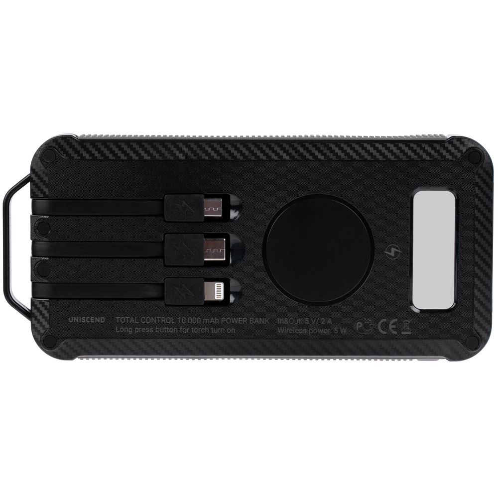 Аккумулятор защищенный Total Control 10000 мАч, черный с серым — изображение 5