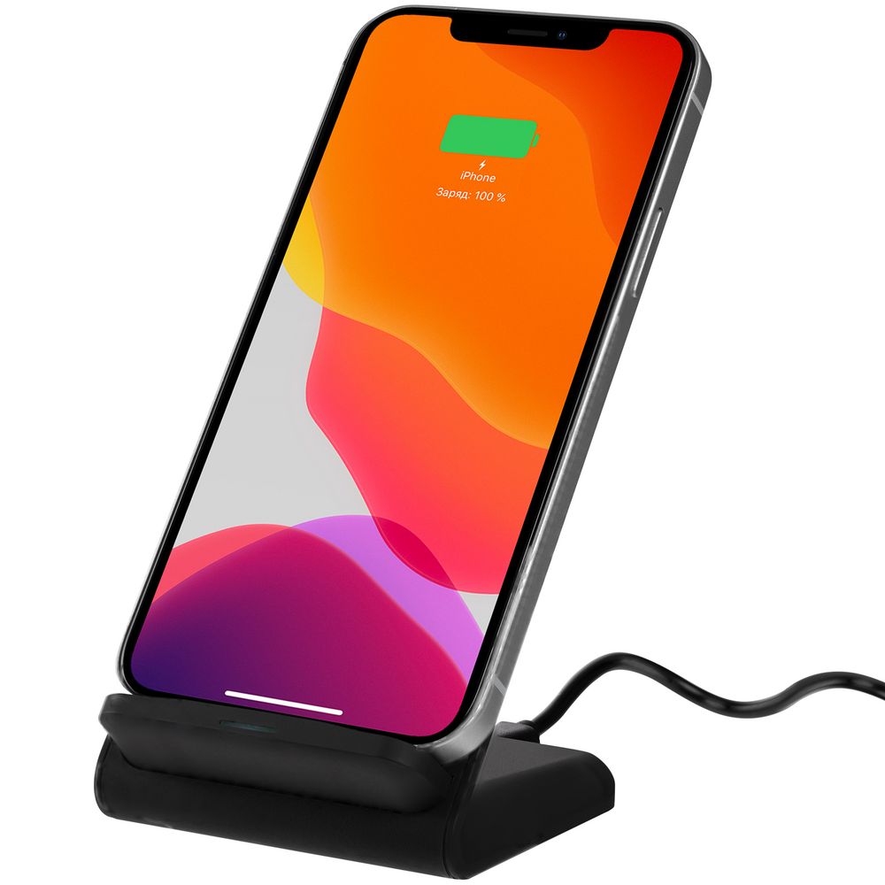 Беспроводное зарядное устройство с быстрой зарядкой Overtop, черное — изображение 2