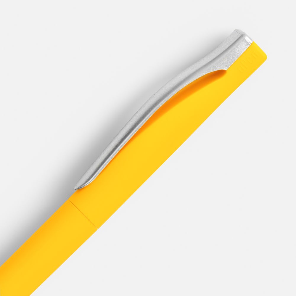 Ручка шариковая Pin Soft Touch, желтая — изображение 4