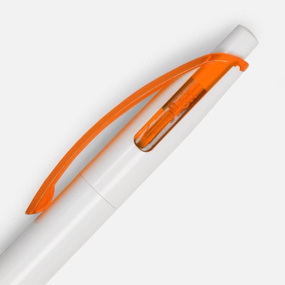 Ручка шариковая Bento, белая с оранжевым — изображение 4