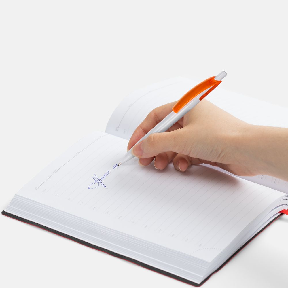 Ручка шариковая Bento, белая с оранжевым — изображение 6