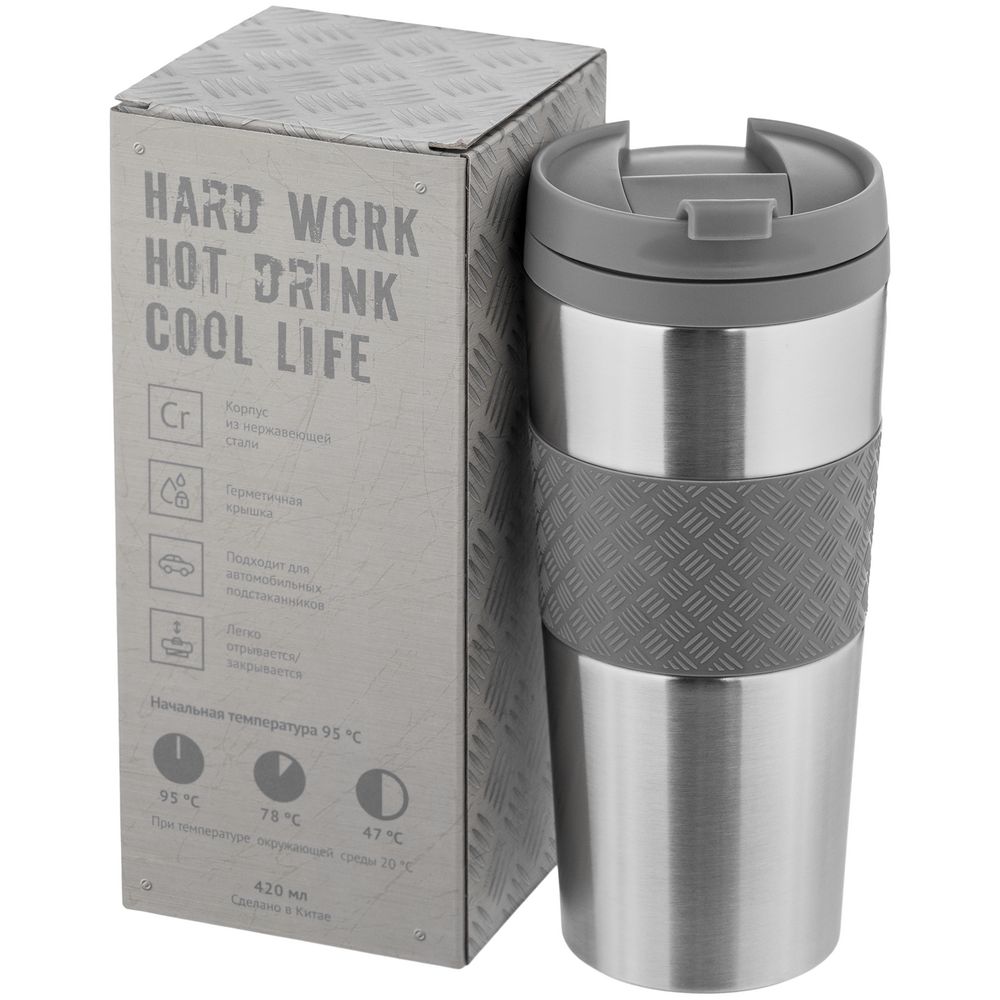 Термостакан Hard Work, вакуумный, серебристый — изображение 8