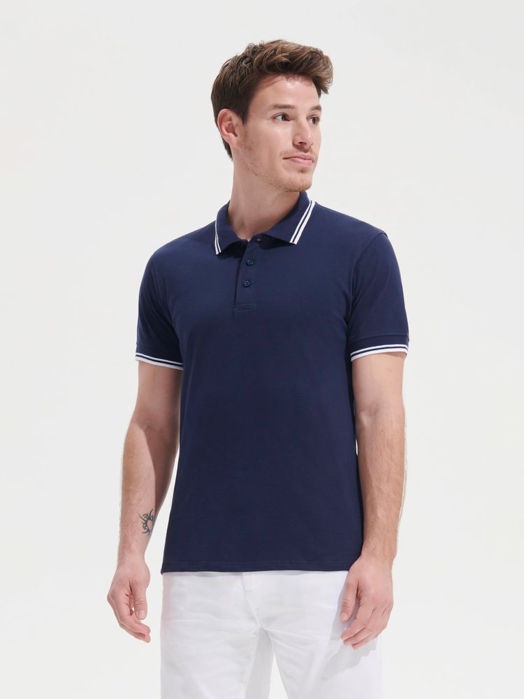 Рубашка поло мужская Pasadena Men 200 с контрастной отделкой, зеленая с белым — изображение 6