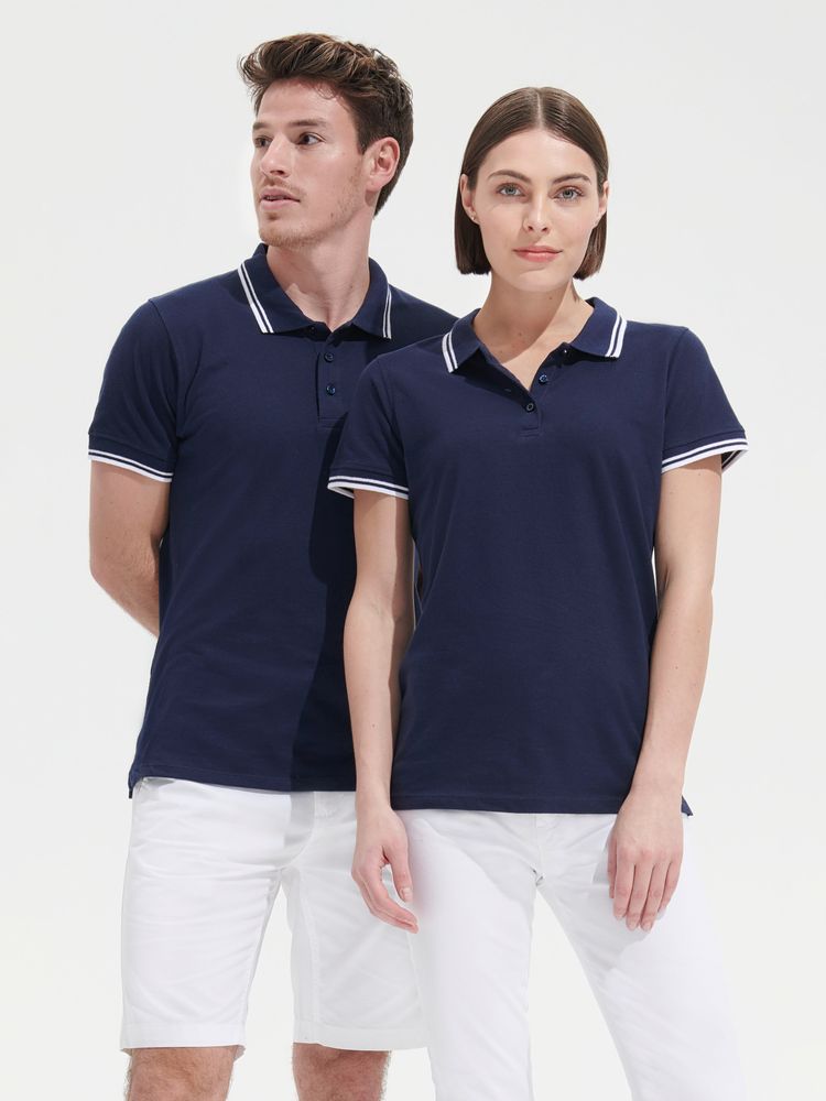 Рубашка поло мужская Pasadena Men 200 с контрастной отделкой, зеленая с белым — изображение 7