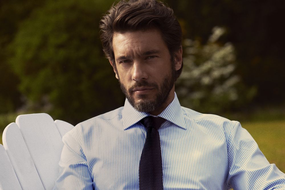 Рубашка мужская в полоску Reno, темно-синяя — изображение 3