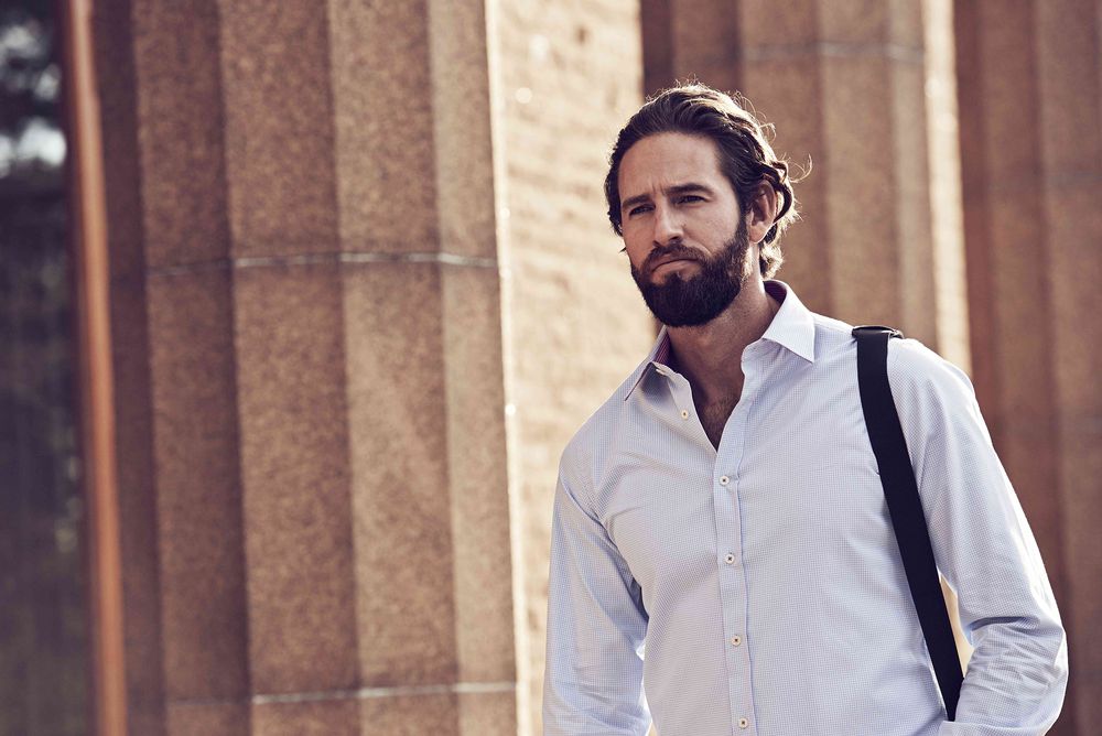 Рубашка мужская в клетку Tribeca, синяя — изображение 4