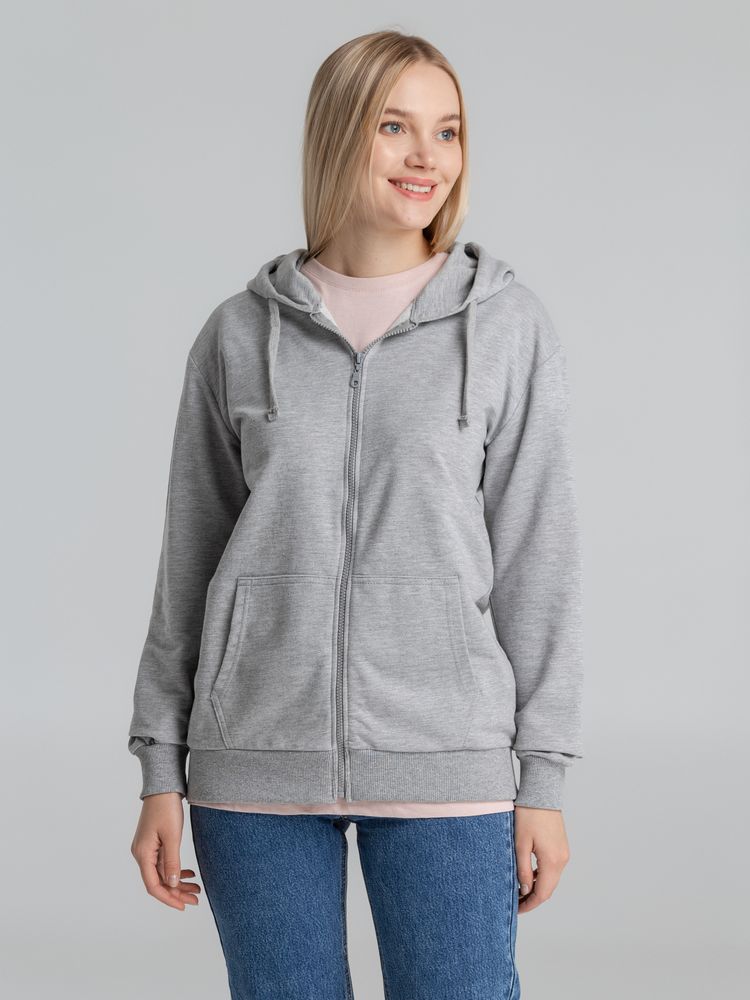 Толстовка на молнии с капюшоном Unit Siverga, серый меланж — изображение 6