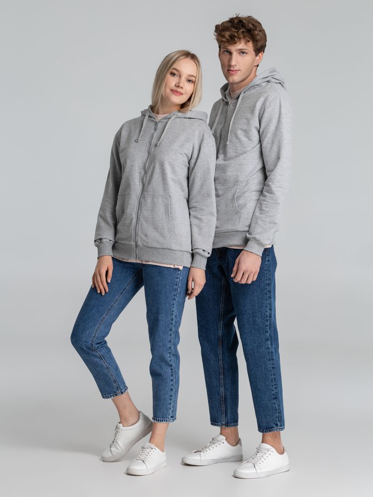 Толстовка на молнии с капюшоном Unit Siverga, серый меланж — изображение 12