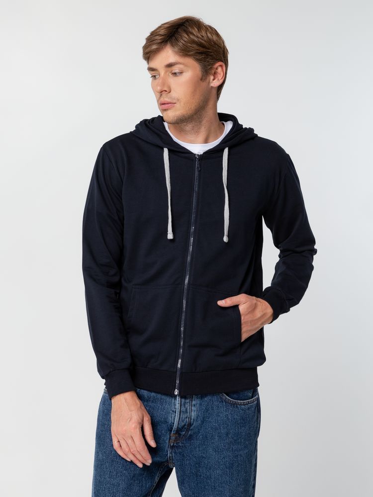 Толстовка на молнии с капюшоном Unit Siverga, темно-синяя — изображение 6