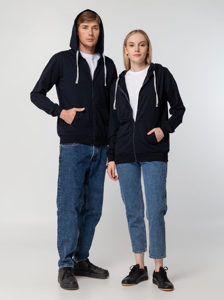 Толстовка на молнии с капюшоном Unit Siverga, темно-синяя — изображение 13