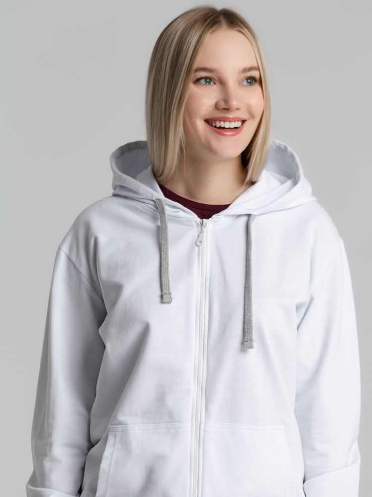 Толстовка на молнии с капюшоном Unit Siverga, белая — изображение 10