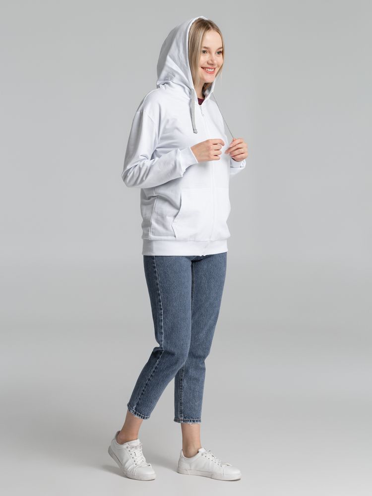 Толстовка на молнии с капюшоном Unit Siverga, белая — изображение 13