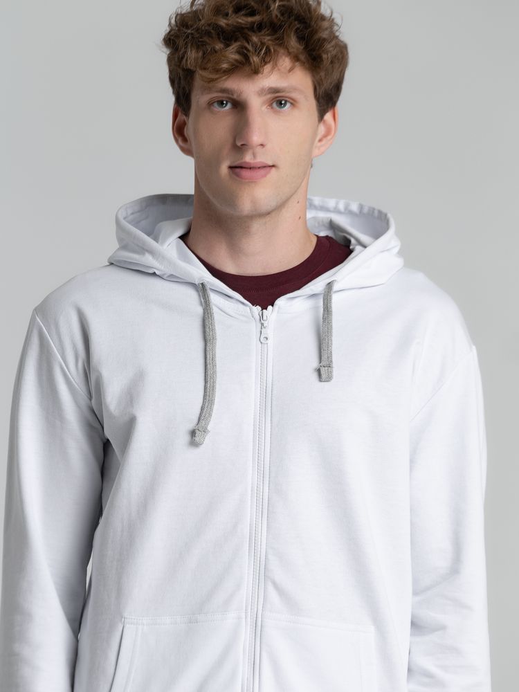 Толстовка на молнии с капюшоном Unit Siverga, белая — изображение 6