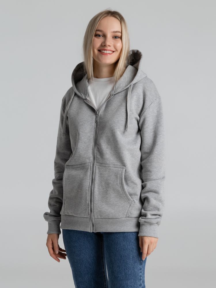 Толстовка на молнии с капюшоном Siverga Heavy 2.0, серый меланж — изображение 11