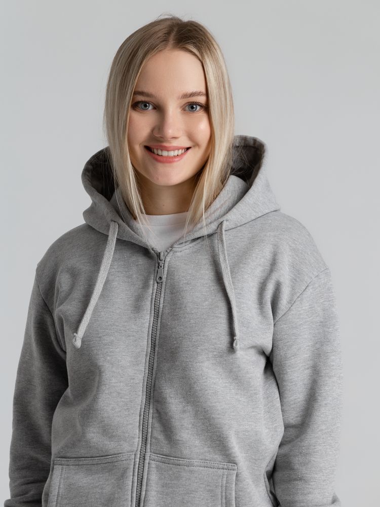 Толстовка на молнии с капюшоном Unit Siverga Heavy, серый меланж — изображение 9