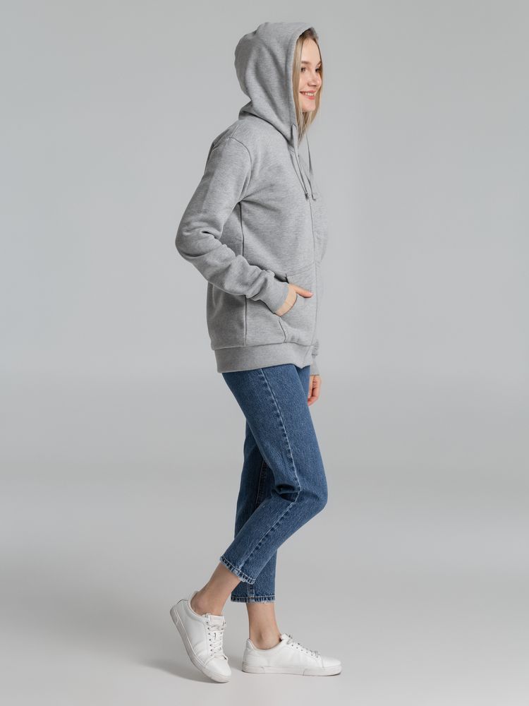 Толстовка на молнии с капюшоном Unit Siverga Heavy, серый меланж — изображение 10