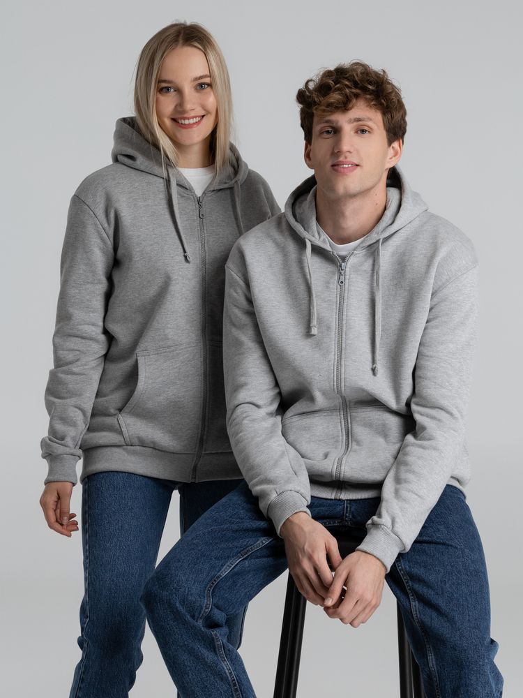 Толстовка на молнии с капюшоном Unit Siverga Heavy, серый меланж — изображение 15