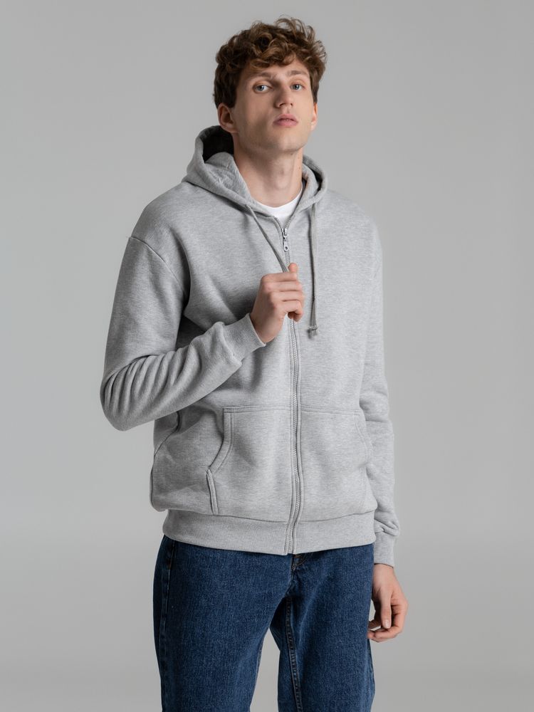 Толстовка на молнии с капюшоном Unit Siverga Heavy, серый меланж — изображение 11