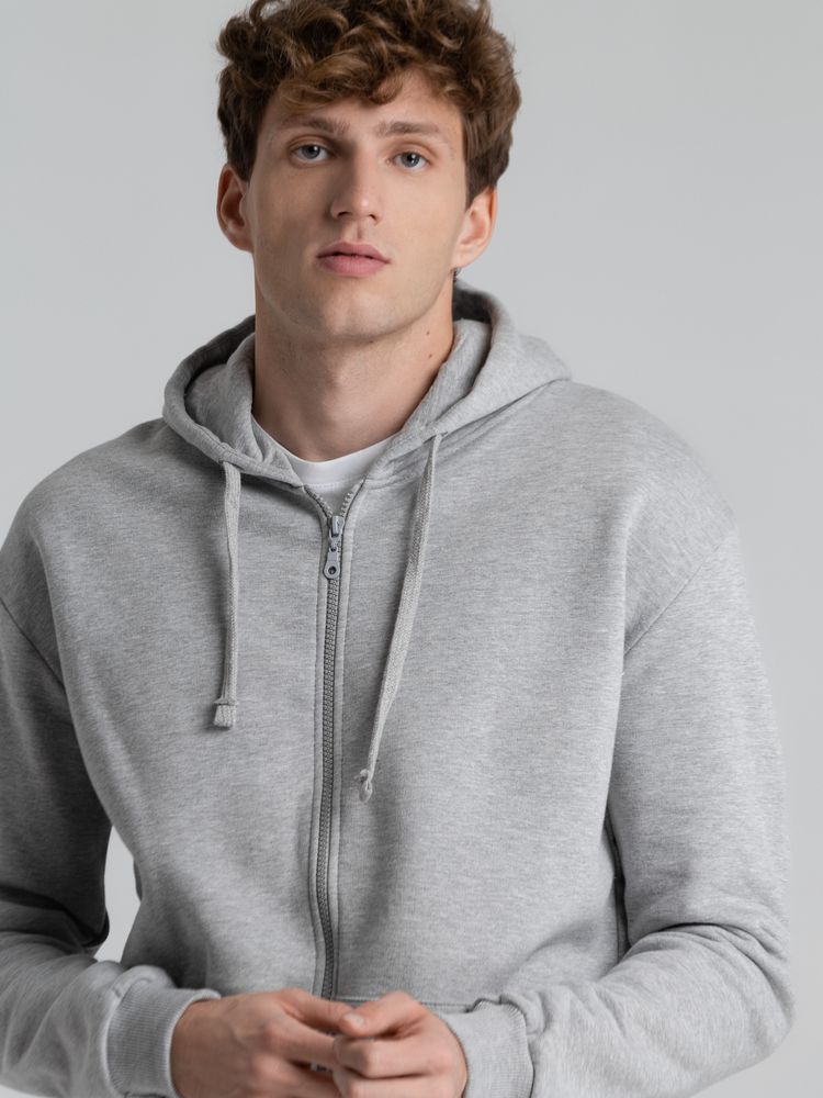 Толстовка на молнии с капюшоном Unit Siverga Heavy, серый меланж — изображение 13