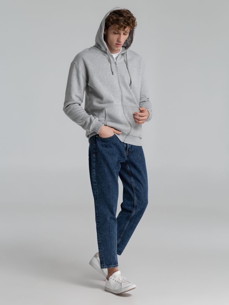 Толстовка на молнии с капюшоном Unit Siverga Heavy, серый меланж — изображение 14