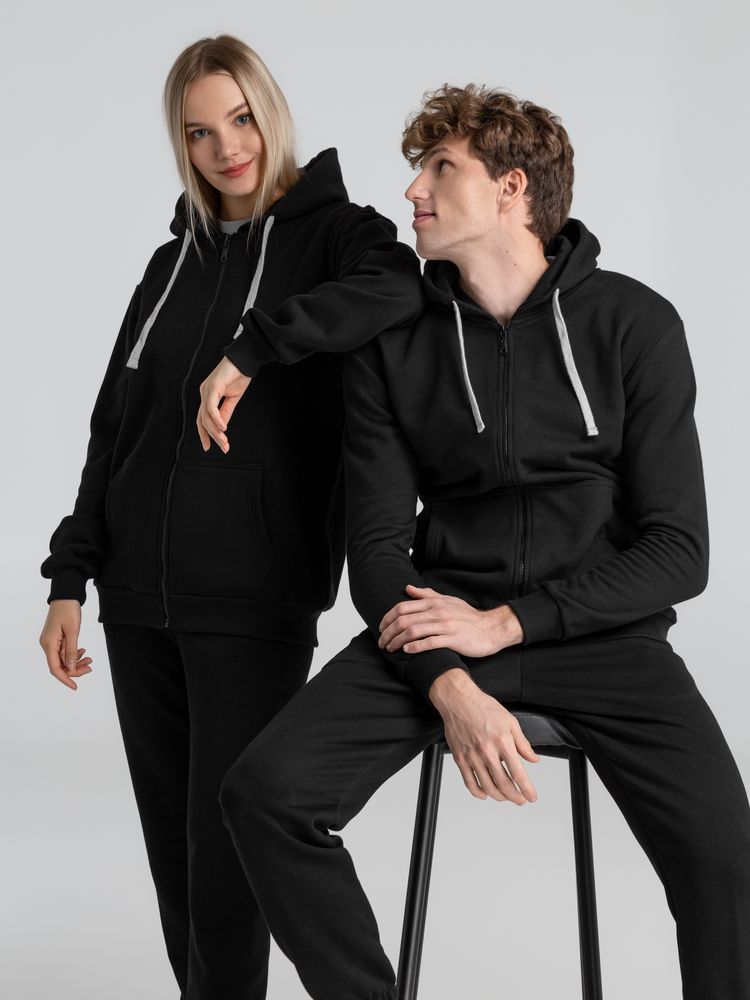 Толстовка на молнии с капюшоном Unit Siverga Heavy, черная — изображение 14