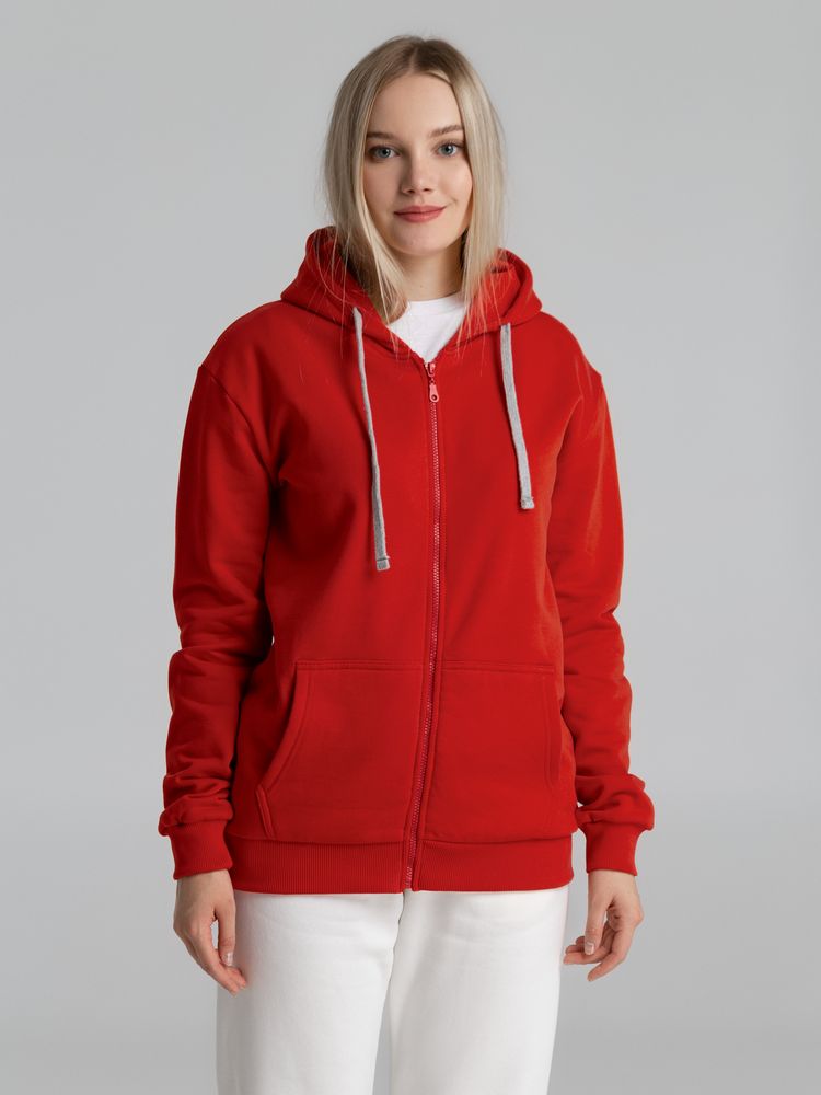 Толстовка на молнии с капюшоном Unit Siverga Heavy, красная — изображение 11