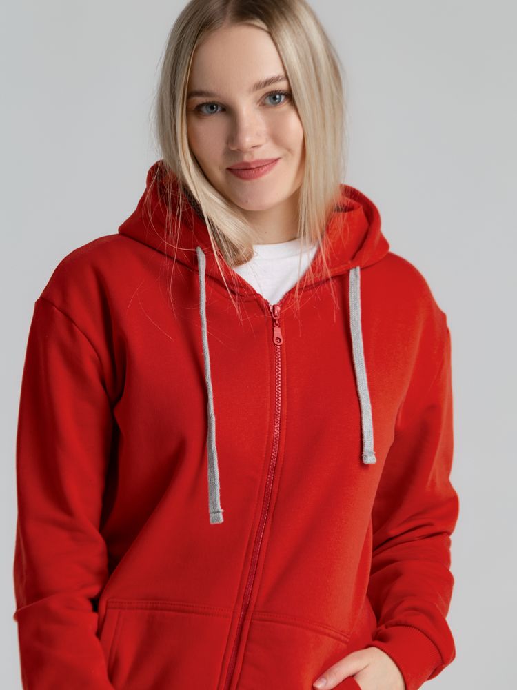 Толстовка на молнии с капюшоном Unit Siverga Heavy, красная — изображение 13