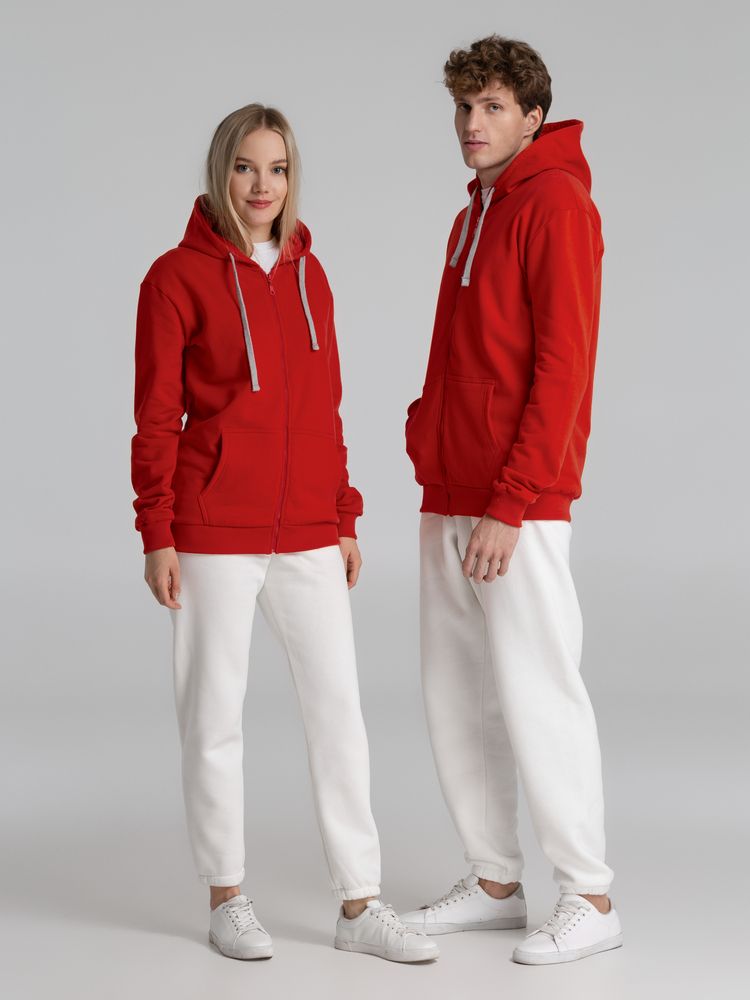 Толстовка на молнии с капюшоном Unit Siverga Heavy, красная — изображение 15