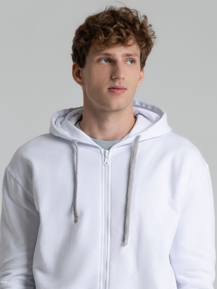 Толстовка на молнии с капюшоном Unit Siverga Heavy, белая — изображение 9