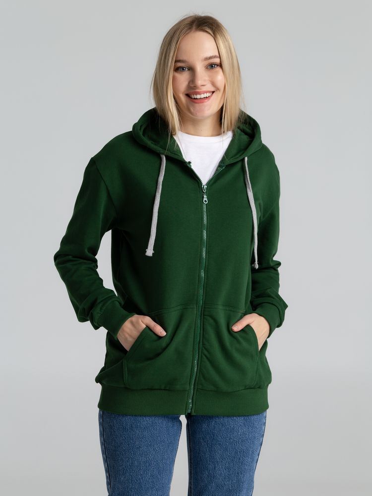 Толстовка с капюшоном на молнии Unit Siverga Heavy, темно-зеленая — изображение 11