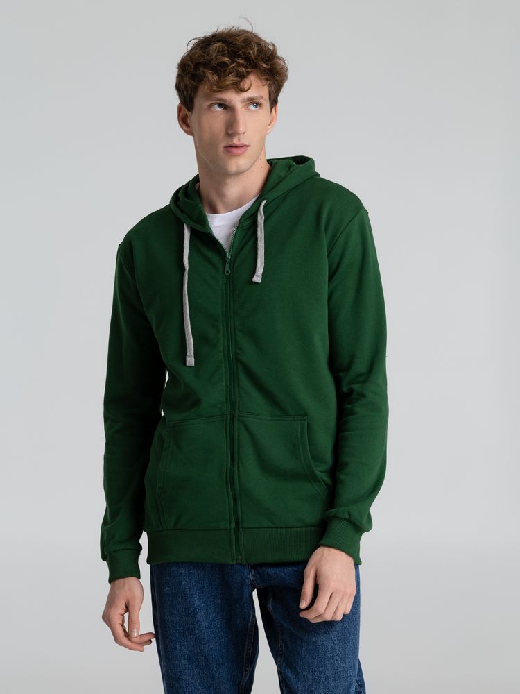 Толстовка с капюшоном на молнии Unit Siverga Heavy, темно-зеленая — изображение 7