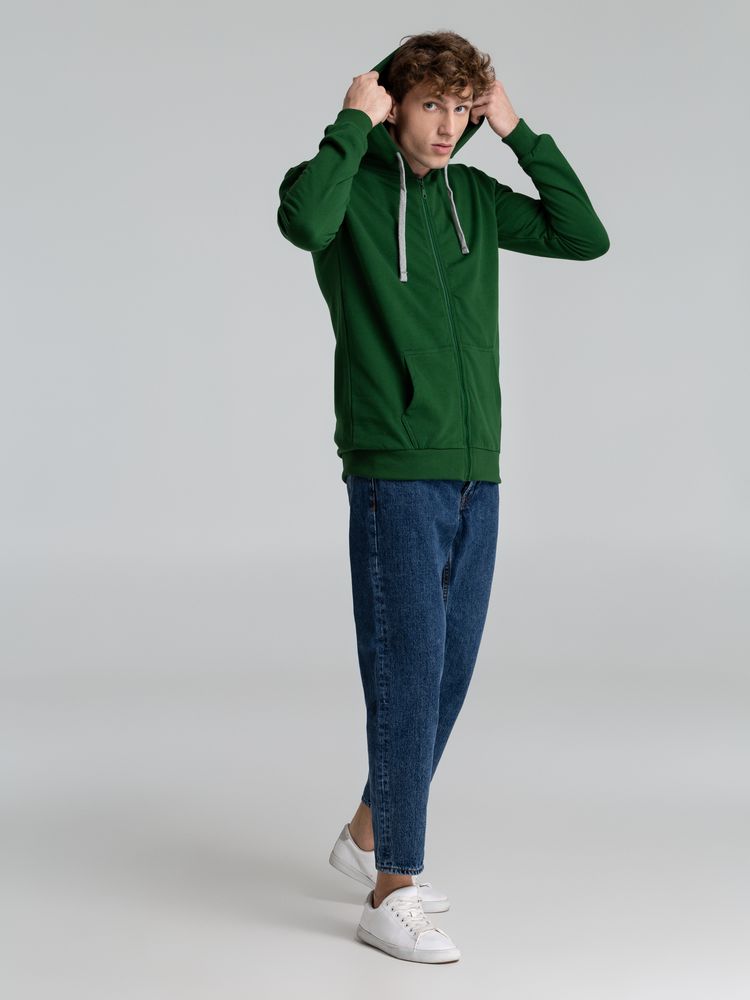 Толстовка с капюшоном на молнии Unit Siverga Heavy, темно-зеленая — изображение 10