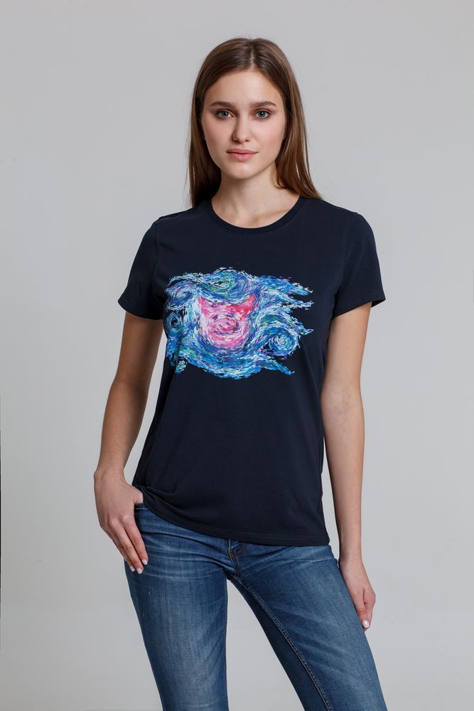 Футболка женская «Ван-Пиг», синяя — изображение 2