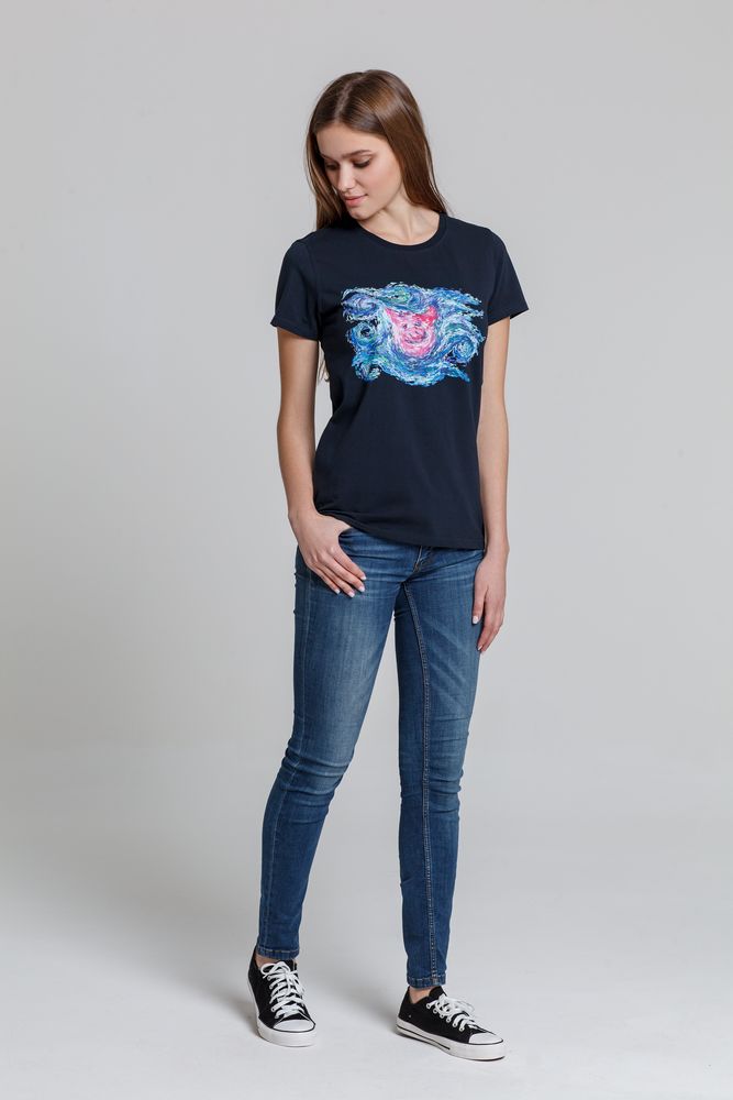 Футболка женская «Ван-Пиг», синяя — изображение 6