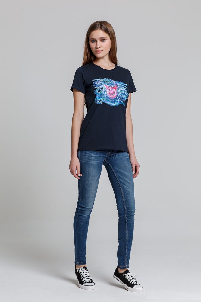 Футболка женская «Ван-Пиг», синяя — изображение 5