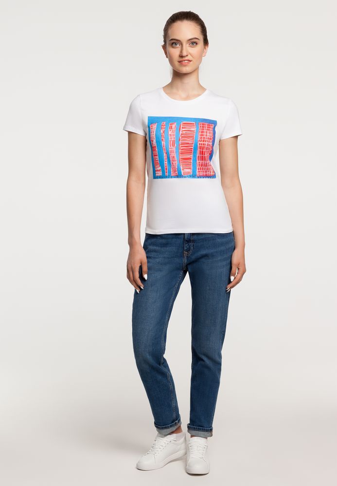 Футболка женская «Небоскребы», белая — изображение 5