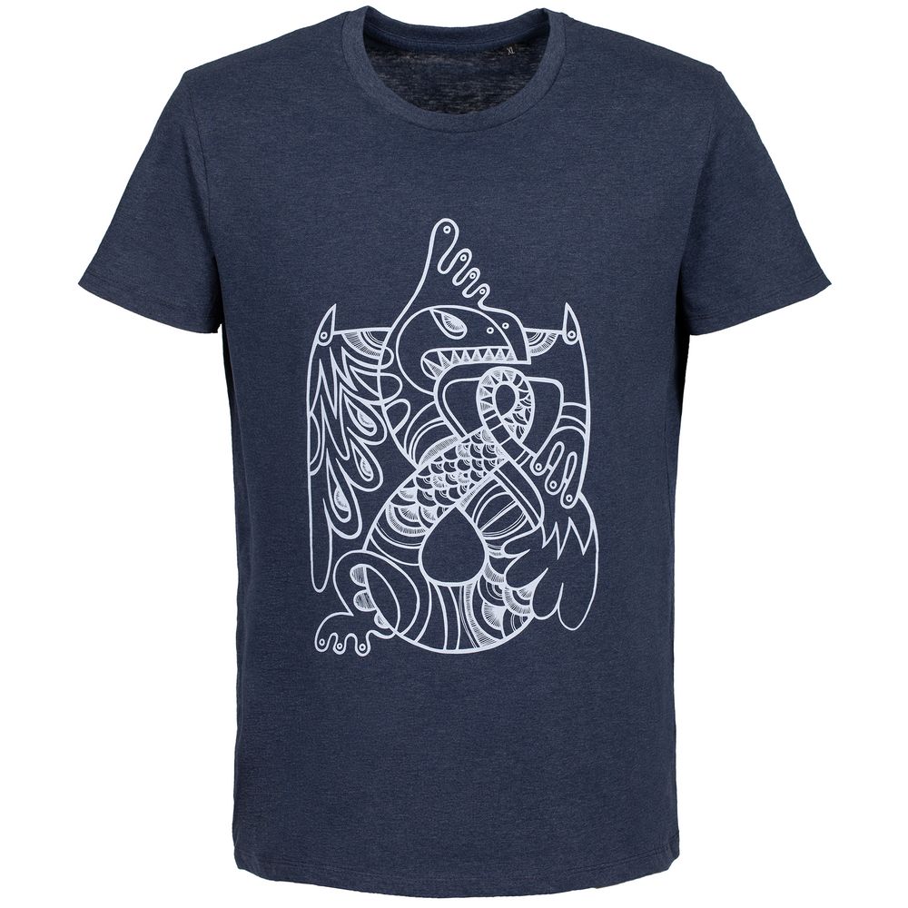 Футболка мужская «Кетцалькоатль», синий меланж — изображение 2