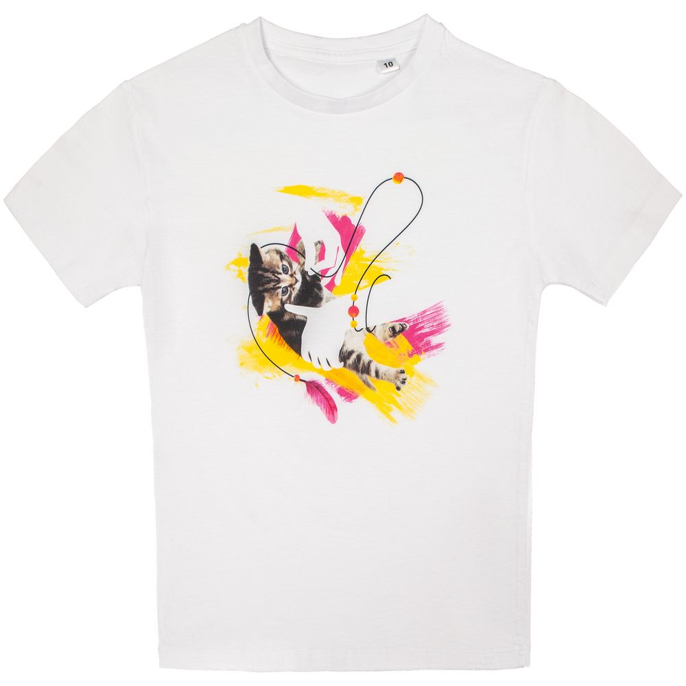 Футболка детская «Обними кота», белая — изображение 2