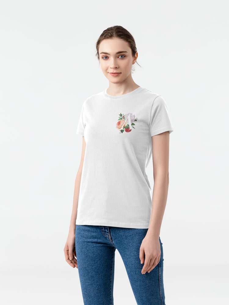 Футболка женская «Цветочная азбука: А», белая — изображение 2