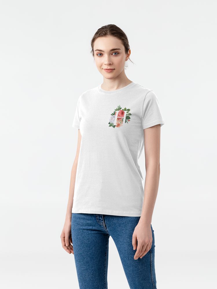 Футболка женская «Цветочная азбука: Н», белая — изображение 2